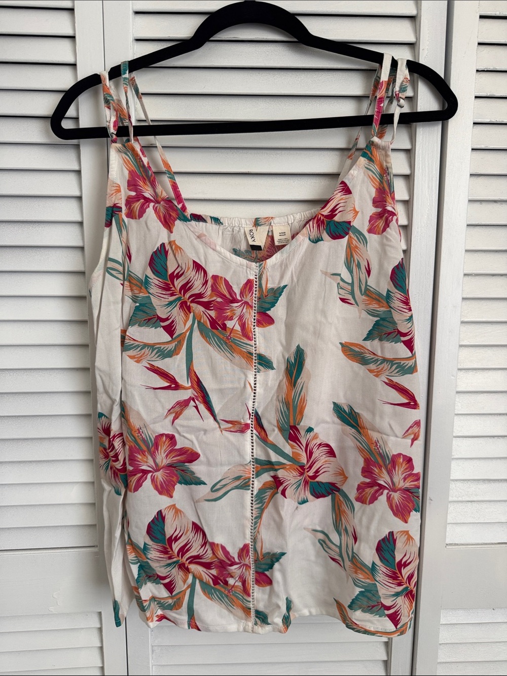 Roxy Cream Cami with Pink & Teal Floral Print
